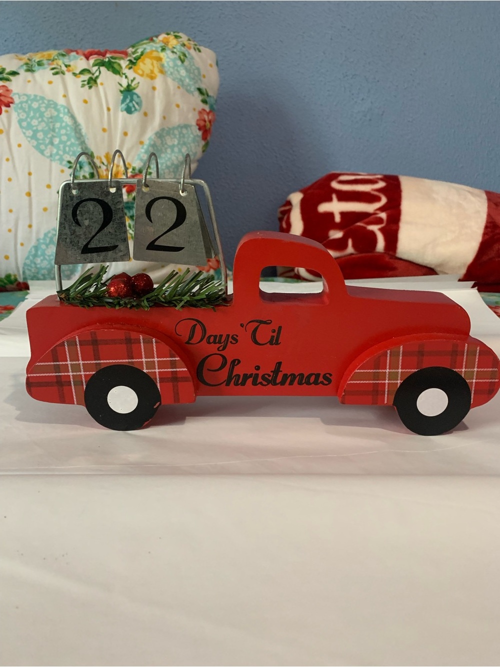 Little Red Truck Wooden Christmas Countdown Calendar